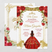 Red DJapans Mexicaanse bloemen Quinceañera Kaart (Voorkant / Achterkant)