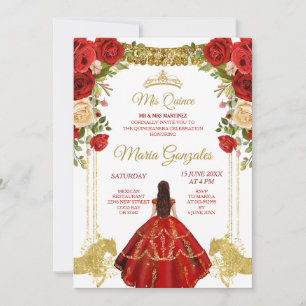 Red DJapans Mexicaanse bloemen Quinceañera Kaart