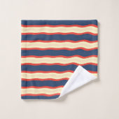 Red DK Blue Wavy Creme Bad Handdoek (Wasdoekje)