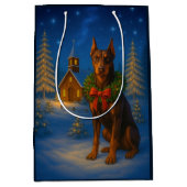 Red Doberman Holiday Medium Cadeauzakje (Voorkant)
