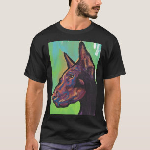 Red Doberman Pinscher Dog Bright Colorful Pop Dog T-shirt
