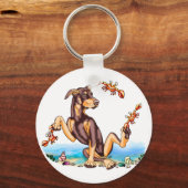 Red Doberman Pinscher Kinda Crabby Sleutelhangers (Voorkant)