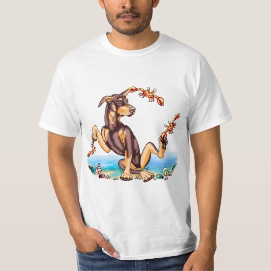 Red Doberman Pinscher Kinda Crabby Tee Shirts (Voorkant)