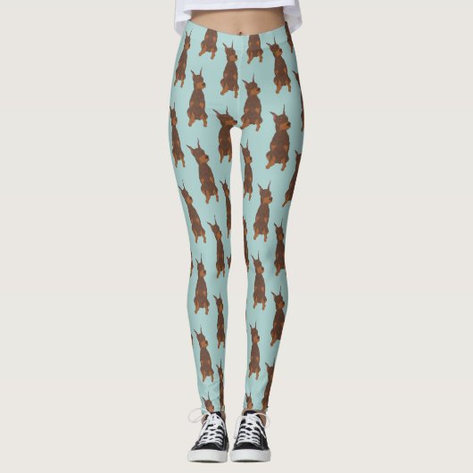 Red Doberman Pinscher Leggings (Voorkant)