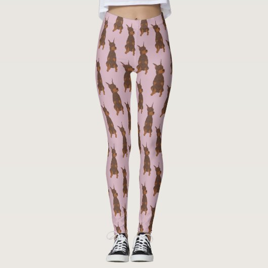 Red Doberman Pinscher Leggings (Voorkant)