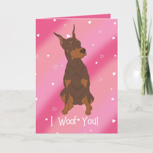 Red Doberman Pinscher Valentijnsdag Bedankkaart (Voorkant)