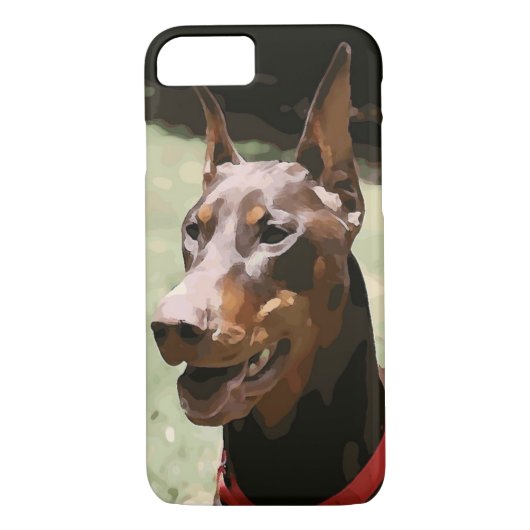 Red Doberman Potrait (v9-2) Case-Mate iPhone Case (Achterkant)