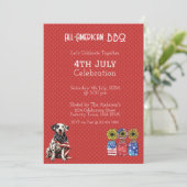 Red Dog 4th Juli Uitnodiging Kaart (Staand voorkant)