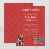Red Dog 4th Juli Uitnodiging Kaart (Voorkant / Achterkant)