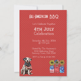 Red Dog 4th Juli Uitnodiging Kaart