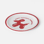 Red Dog Ballon Dier Gepersonaliseerde Partij Papieren Bordje (Gekanteld)