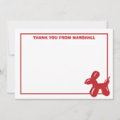 Red Dog Ballon Dier Verjaardag Dank u kaart (Voorkant)