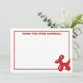 Red Dog Ballon Dier Verjaardag Dank u kaart (Staand voorkant)