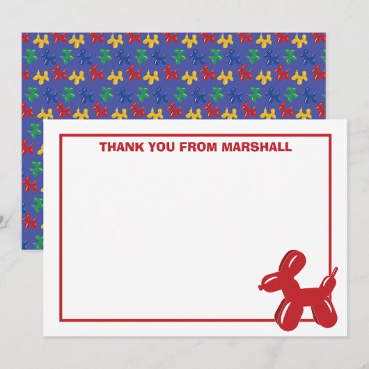 Red Dog Ballon Dier Verjaardag Dank u kaart (Voorkant / Achterkant)