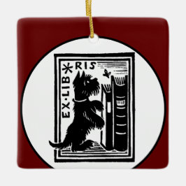 Red Dog Bookplate  Book Club Keramisch Ornament