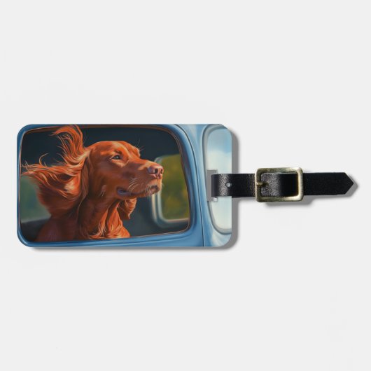 Red Dog Genieten van Schilderachtig Car Ride Art P Bagagelabel (Voorkant horizontaal)