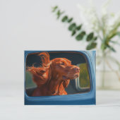 Red Dog Genieten van Schilderachtig Car Ride Art P Briefkaart (Staand voorkant)