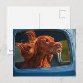 Red Dog Genieten van Schilderachtig Car Ride Art P Briefkaart (Voorkant / Achterkant)
