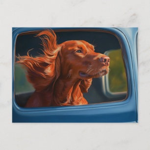 Red Dog Genieten van Schilderachtig Car Ride Art P Briefkaart