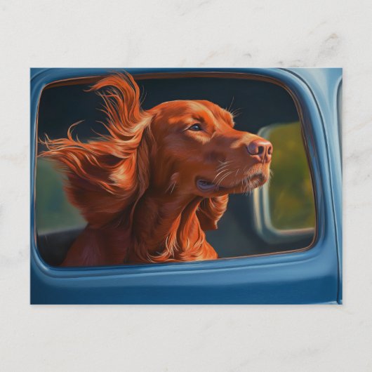 Red Dog Genieten van Schilderachtig Car Ride Art P Briefkaart (Voorkant)