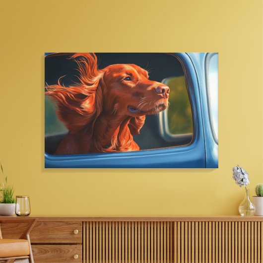 Red Dog Genieten van Schilderachtig Car Ride Art P Canvas Afdruk (Insitu (Woonkamer))