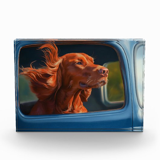 Red Dog Genieten van Schilderachtig Car Ride Art P Fotoblokken (Voorkant)