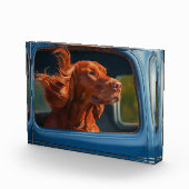 Red Dog Genieten van Schilderachtig Car Ride Art P Fotoblokken (Rechts)