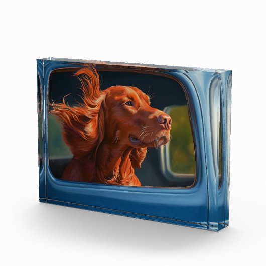 Red Dog Genieten van Schilderachtig Car Ride Art P Fotoblokken (Rechts)