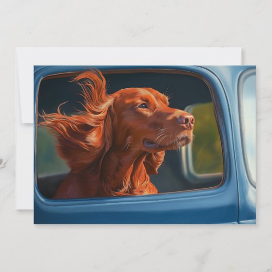 Red Dog Genieten van Schilderachtig Car Ride Art P Kaart (Voorkant)