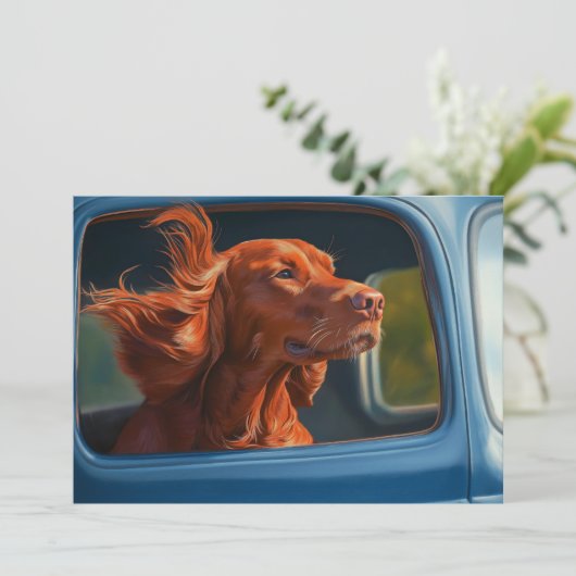 Red Dog Genieten van Schilderachtig Car Ride Art P Kaart (Staand voorkant)