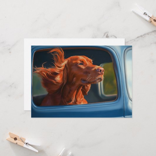 Red Dog Genieten van Schilderachtig Car Ride Art P Kaart (Voorkant / Achterkant in situ)