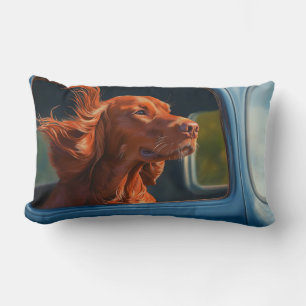 Red Dog Genieten van Schilderachtig Car Ride Art P Kussen