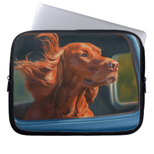 Red Dog Genieten van Schilderachtig Car Ride Art P Laptop Sleeve