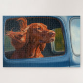 Red Dog Genieten van Schilderachtig Car Ride Art P Legpuzzel (Horizontaal)