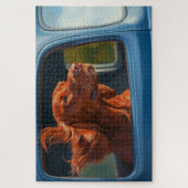 Red Dog Genieten van Schilderachtig Car Ride Art P Legpuzzel (Verticaal)