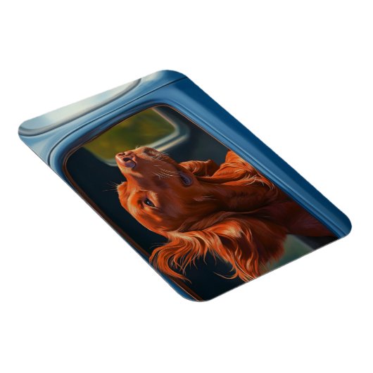 Red Dog Genieten van Schilderachtig Car Ride Art P Magneet (Rechterzijde)