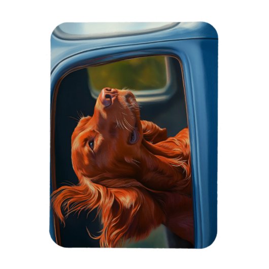 Red Dog Genieten van Schilderachtig Car Ride Art P Magneet (Verticaal)