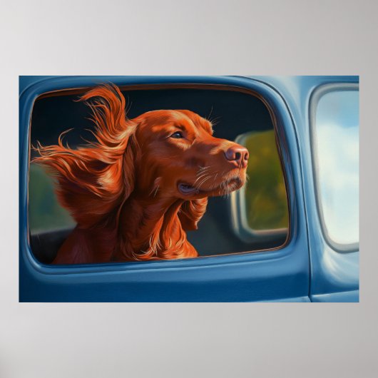 Red Dog Genieten van Schilderachtig Car Ride Art P Poster (Voorkant)