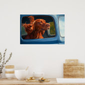 Red Dog Genieten van Schilderachtig Car Ride Art P Poster (Keuken)