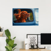 Red Dog Genieten van Schilderachtig Car Ride Art P Poster (Thuiskantoor)
