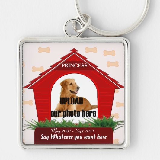 Red Dog House Pet Memorial Sleutelhanger (Voorkant)