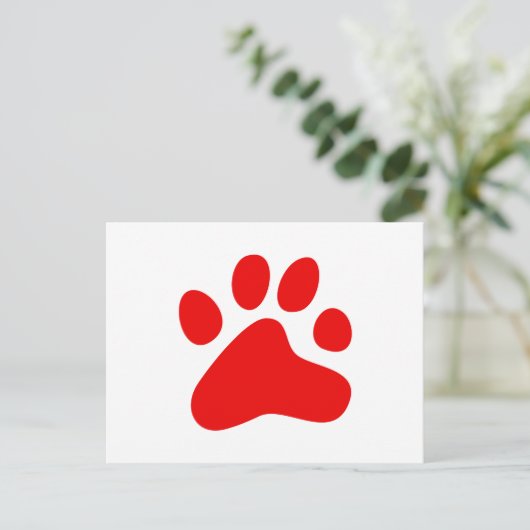 Red Dog Paw Briefkaart (Staand voorkant)