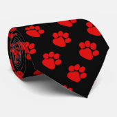 Red Dog Paws Leuke Verjaardag Gift Zwart Stropdas (Opgerold)