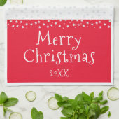 Red Dog Pet Foto Sterren Vrolijk Kerstfeest Theedoek (Gevouwen)