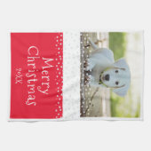 Red Dog Pet Foto Sterren Vrolijk Kerstfeest Theedoek (Horizontaal)