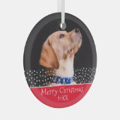 Red Dog Pet met kerstfeestdag Glas Ornament (Voorkant Rechts)