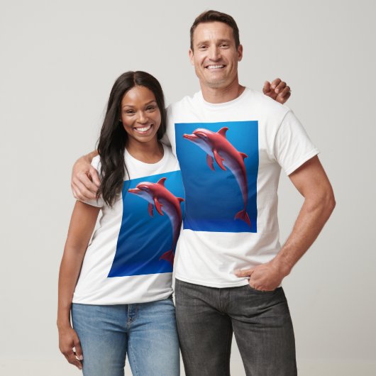 Red Dolphin Soaring Above the Clouds T-shirt (Unisex)