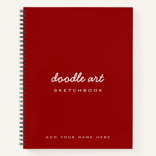 Red Doodle Art Name Sketch Notitieboek (Voorkant)