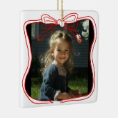 Red Doodle Bow Frame Custom Photo Keramisch Ornament (Rechts)