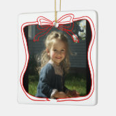 Red Doodle Bow Frame Custom Photo Keramisch Ornament (Links)